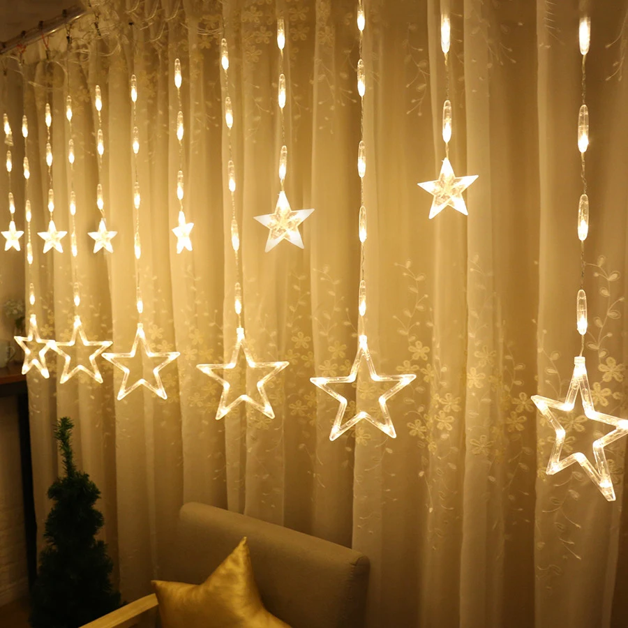 Thrisdar обновление 2,5 м романтическая Фея Звезда Led занавес свет шнура 220 В Рождественская Свадебная вечеринка праздничное окно гирлянда «сосульки» свет