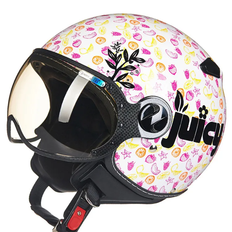 Moto rcycle шлем Chopper с открытым лицом винтажный шлем 210c4 moto Casque Casco moto cicleta Capacete Pilot мужские и женские шлемы - Цвет: Pink Fruit