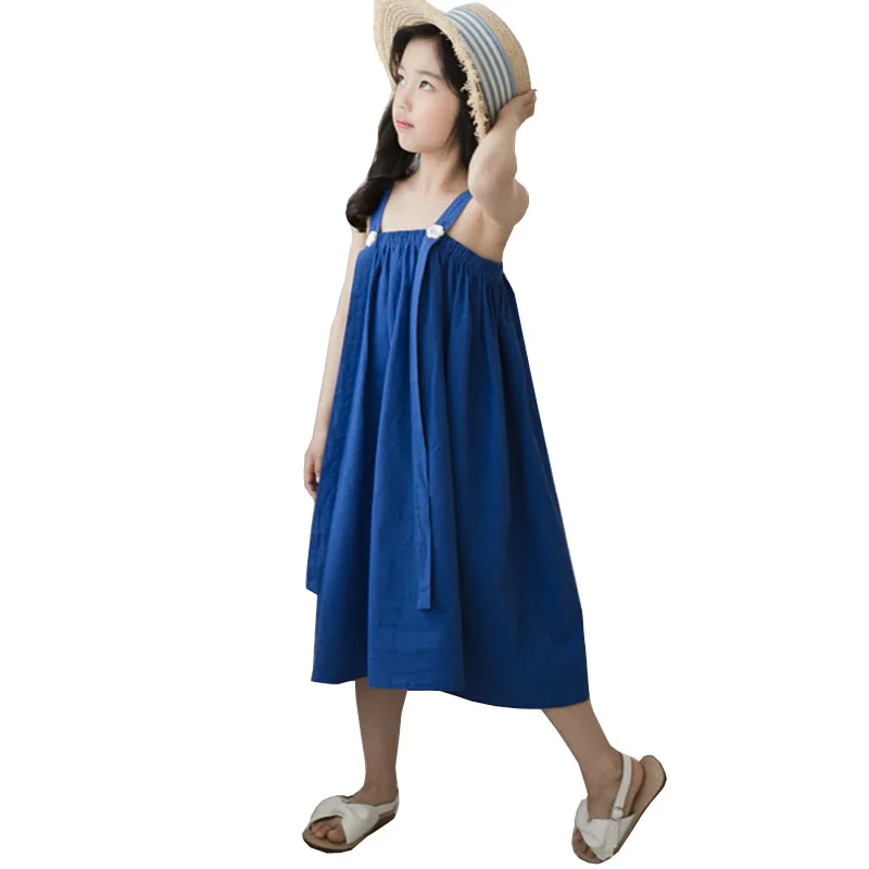 

2019 Summer Girls Dress Cotton Sling Strapless Princess Vestido Kids Maxi Dresses Boho Children Clothes Age 4 6 8 10 12 14 Yrs