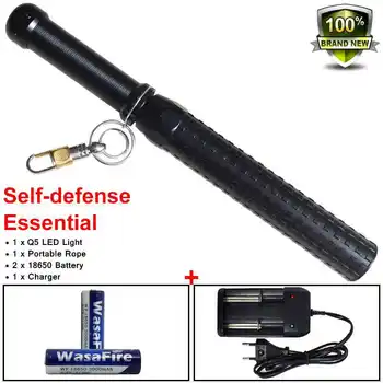 

Portable XPE Q5 Self Defence Led Flashlight Zoomable Tactical Lanterna Telescopic Baton Torch With 18650 Battery+Charger