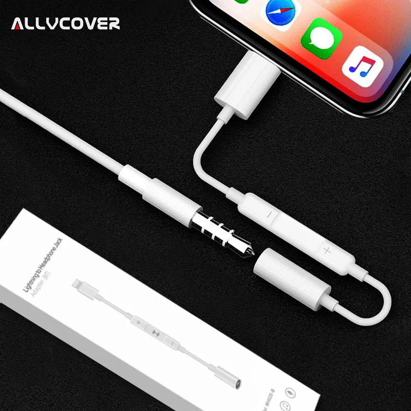 Allvcover Bluetooth Control Audio Converter For Lightning to 3.5mm Jack Headphone iPhone X 7 8 Plus Cable Earphone Adapter | Мобильные