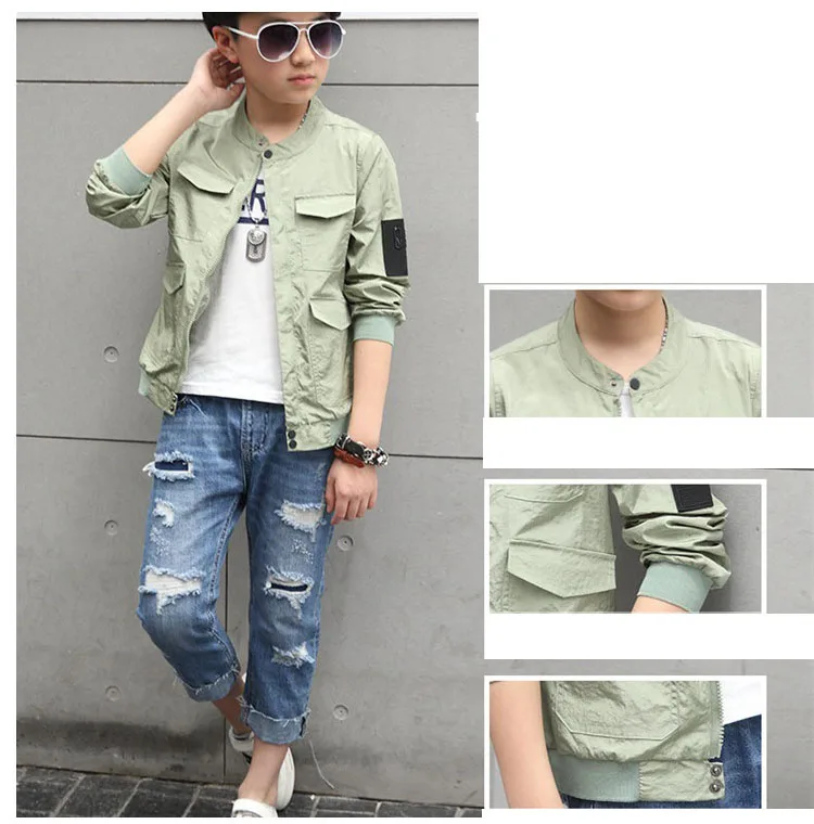 Teenage Boys Outerwear Coat Children's Wear New 2018 Spring and Summer Little Boys Fashion Solid Jackets For Kids Tops Clothing (1)