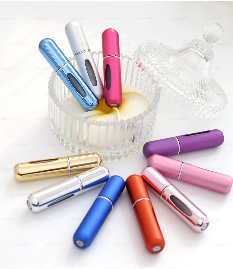 

2Pcs 5ml Refillable Mini Perfume Spray Bottle Aluminum Spray Atomizer Portable Travel Cosmetic Container Perfume Bottle