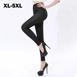 Плюс Размеры 5XL Femme Осенние леггинсы Для женщин джинсы брюки Высокая талия черный Панк Легинсы высокой эластичностью тонкий леггинсы