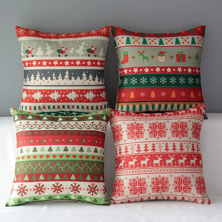 Christmas Tree Stripe Cotton Linen 18inch Cushion Cover Christmas Tree Stripe Cotton Linen 18inch Cushion Cover Home Decorative Pillowcases Car Support Throw Pillow In From