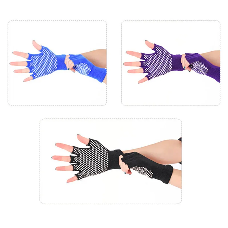 Unisex Sports Gloves Anti Slip Fingerless Gloves Grip Sticky For Yoga