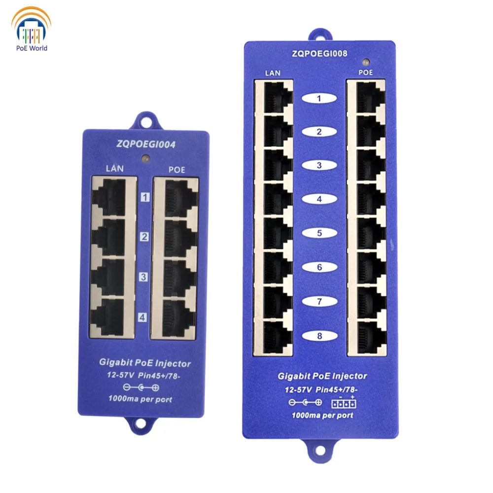 

Mode B Gigabit PoE Injector 1000Mbps PoE Patch Panel 802.3af For up to 8 IP Cameras WiFi Access Point(AP)