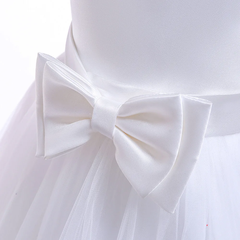 Красивое бальное платье на тонких бретельках; белое платье с цветочным узором для девочек; жемчужное детское платье для девочек на свадьбу; платье для выпускного вечера; Платья для особых случаев;