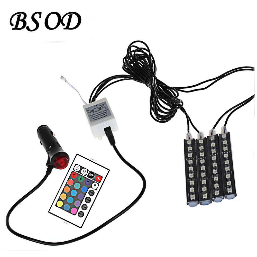 BSOD Car Decoration LED light 4pcs 12 RGB leds RF Controller Foot
