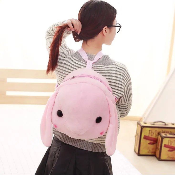 Cross Body Cute White Rabbit Plush Backpacks Animal Doll Schoolbag