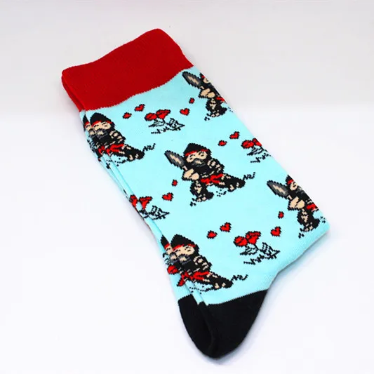 Fashion cotton fashion hip hop men's socks trend Harajuku shark tiger flamingo skateboard happy socks men's Christmas gift socks - Цвет: 8