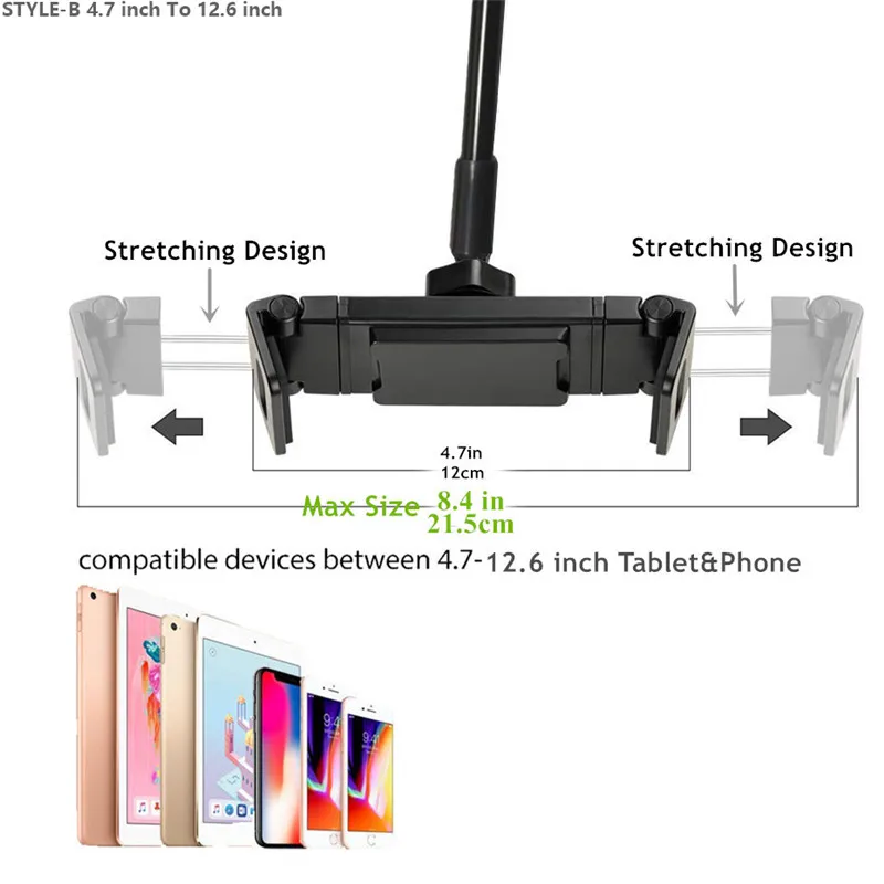 Держатель для телефона для iPhone x xs max, подставка для мобильного телефона, кровать/стол для iPad Pro 11, держатель для планшета, поддерживающий зажим, кронштейн 4,7-15 дюймов