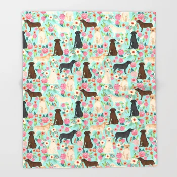 

Labrador Retriever Dog Breed Floral Pattern Lover Chocolate Lab Golden Retriever Labradors Throw Blanket Bedspread Design Soft