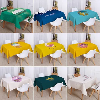 Religious Supplies Islamic Muslim Mosque Waterproof Tablecloth Ramadan Eid Festival Printed Home Kitchens Decoration Table cloth