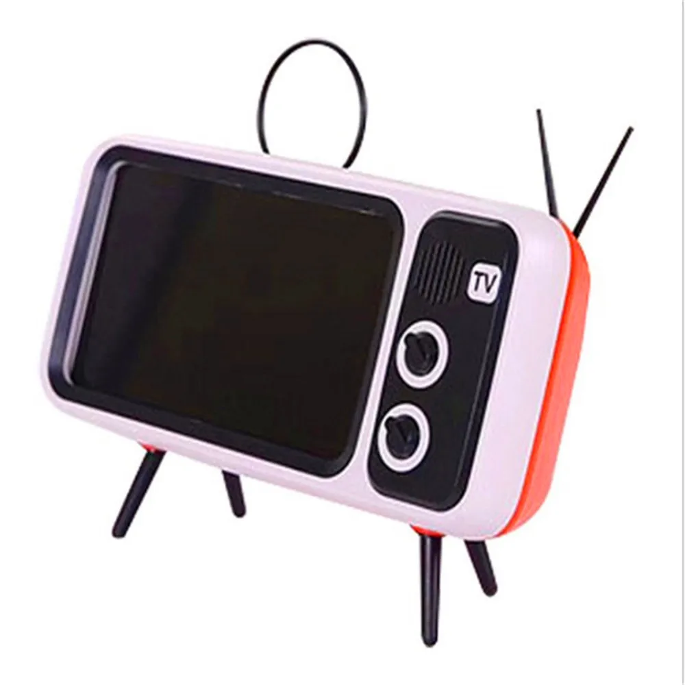 bluetooth retro mobile phone stand novelty speaker hi fi hands free boombox vintage tv set mini portable external speaker - Цвет: orange