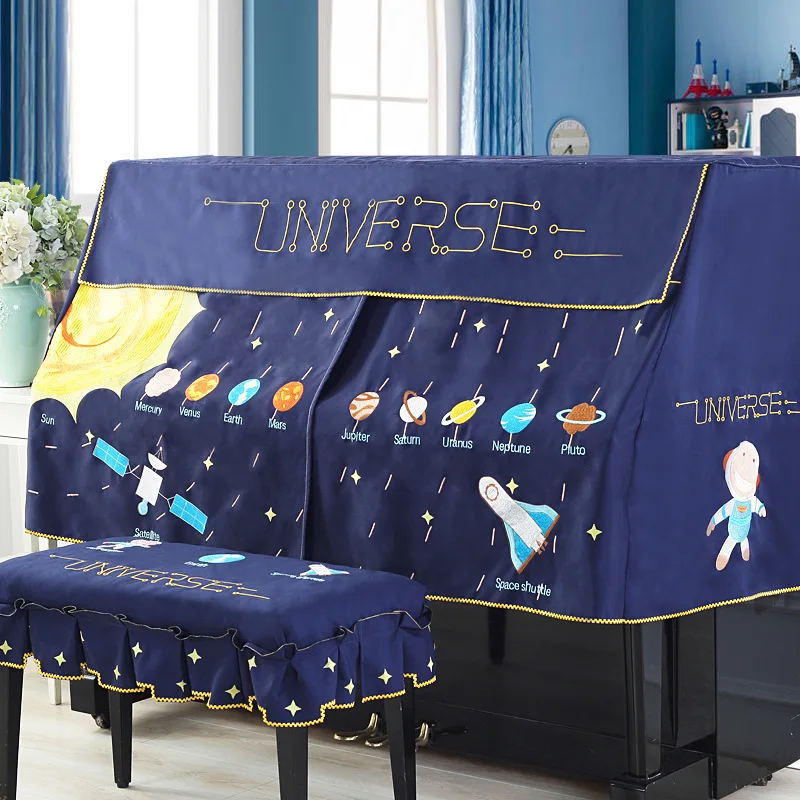 Половина и полный Чехол для пианино со стулом крышка Стиль содержит хлопковые голубые джинсы пространство баскетбольный мяч Dunk пыленепроницаемый салфетка на фортепьяно