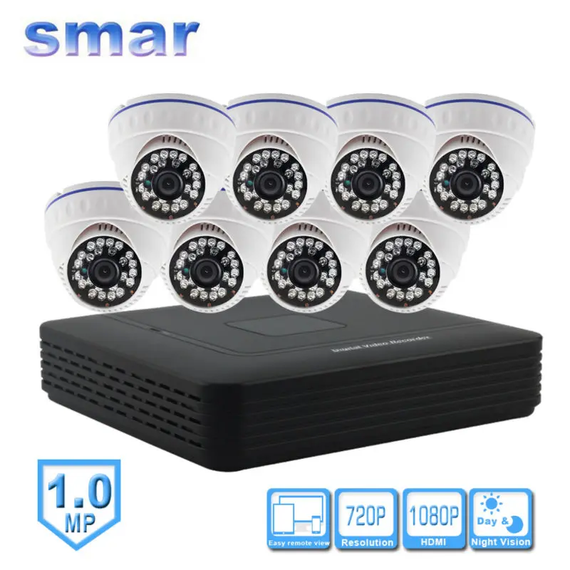 

Smar Mini 8CH CCTV NVR 720P Dome IP Camera Kit Built-in IR-CUT Filter 1080P HDMI Output Network Camera System Home Security
