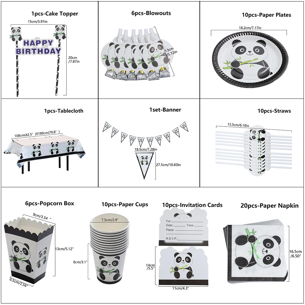 Панда тема для вечеринок, дней рождения вечерние емкость для трубочек набор скатертей Рождество Свадьба для украшения дома панда тема Вечерние