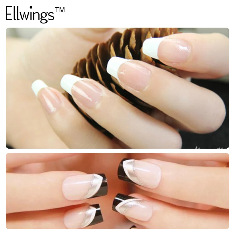 Ellwings 2 шт черно-белый Гель-лак для ногтей Гибридный гель-краска УФ Гель-лак для ногтей Французский стикер для дизайна ногтей маникюрный набор