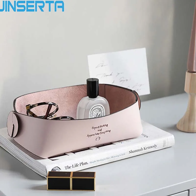 

JINSERTA Dice PU Leather Folding Tray Jewelry Display Plate Wallet Phone Cosmetic Storage Box Office Desktop Sundries Organizer