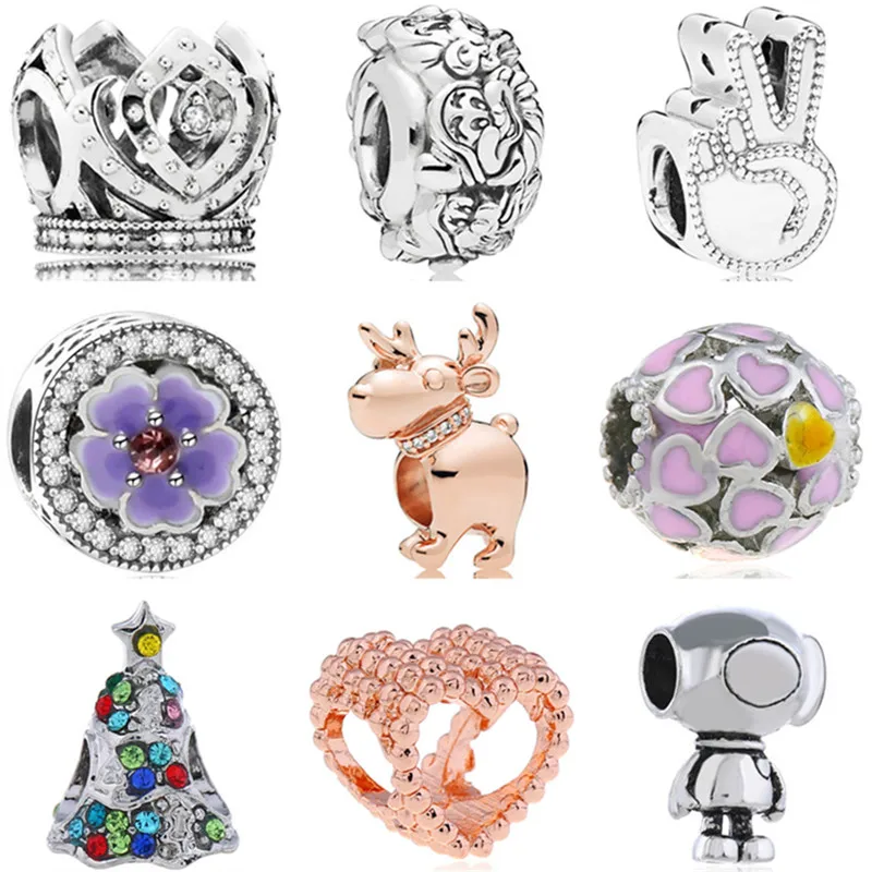 Maxi Fashion Crown Love Heart Flower Christmas Tree Crystal Safety Chain Beads Fit Pandora Charm браслеты для женщин DIY Jewelry |