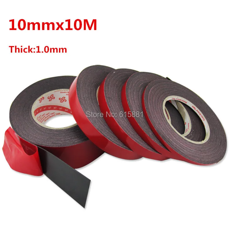 (1.0mm Thick) 10mmx10m Double sided Adhesive Black Foam Tape for Ipad