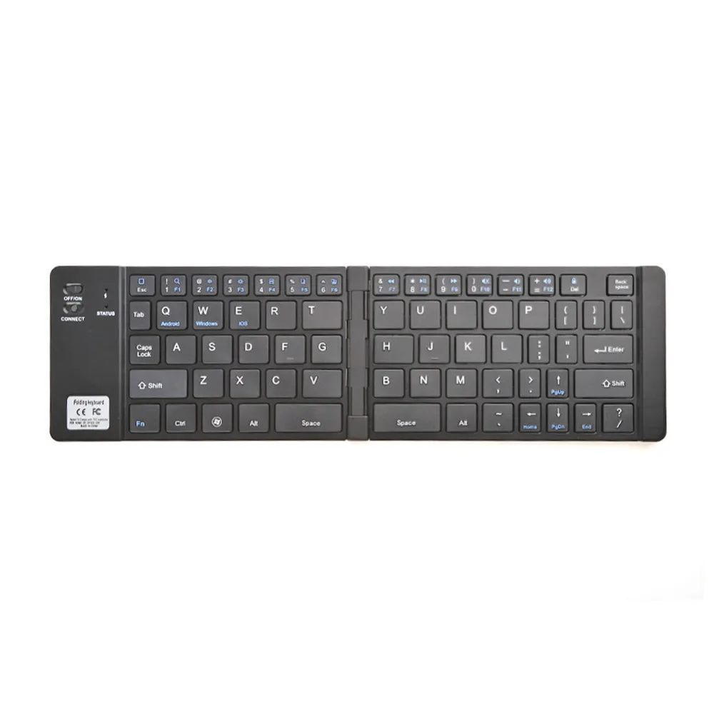 Aluminum Alloy HoMei Foldable Bluetooth Keyboard Portable Mini Ultra-slim Wireless Keyboard Built-in Rechargeable Li-Polymer Battery For IOS Android Windows