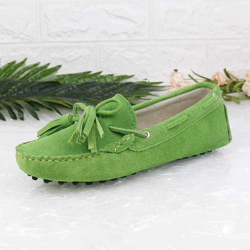 Новинка; модная женская обувь на плоской подошве из натуральной кожи; женские лоферы без застежки; женская повседневная обувь; Мягкие Мокасины на плоской подошве; женская обувь - Цвет: Green