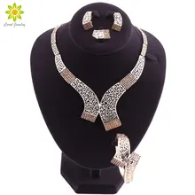 Для женщин африканские бусины комплект ювелирных изделий вечерние коричневый с кристаллами Цепочки и ожерелья Набор ювелирные комплекты dubai для невесты колье Свадебные украшения