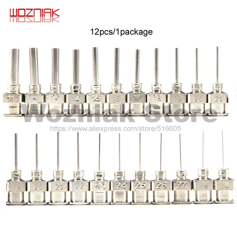 

Wozniak 12PCS/1set Stainless Steel Dispensing Adhesive Syringe Needle Suitable for BGA welding glue Syringe needle