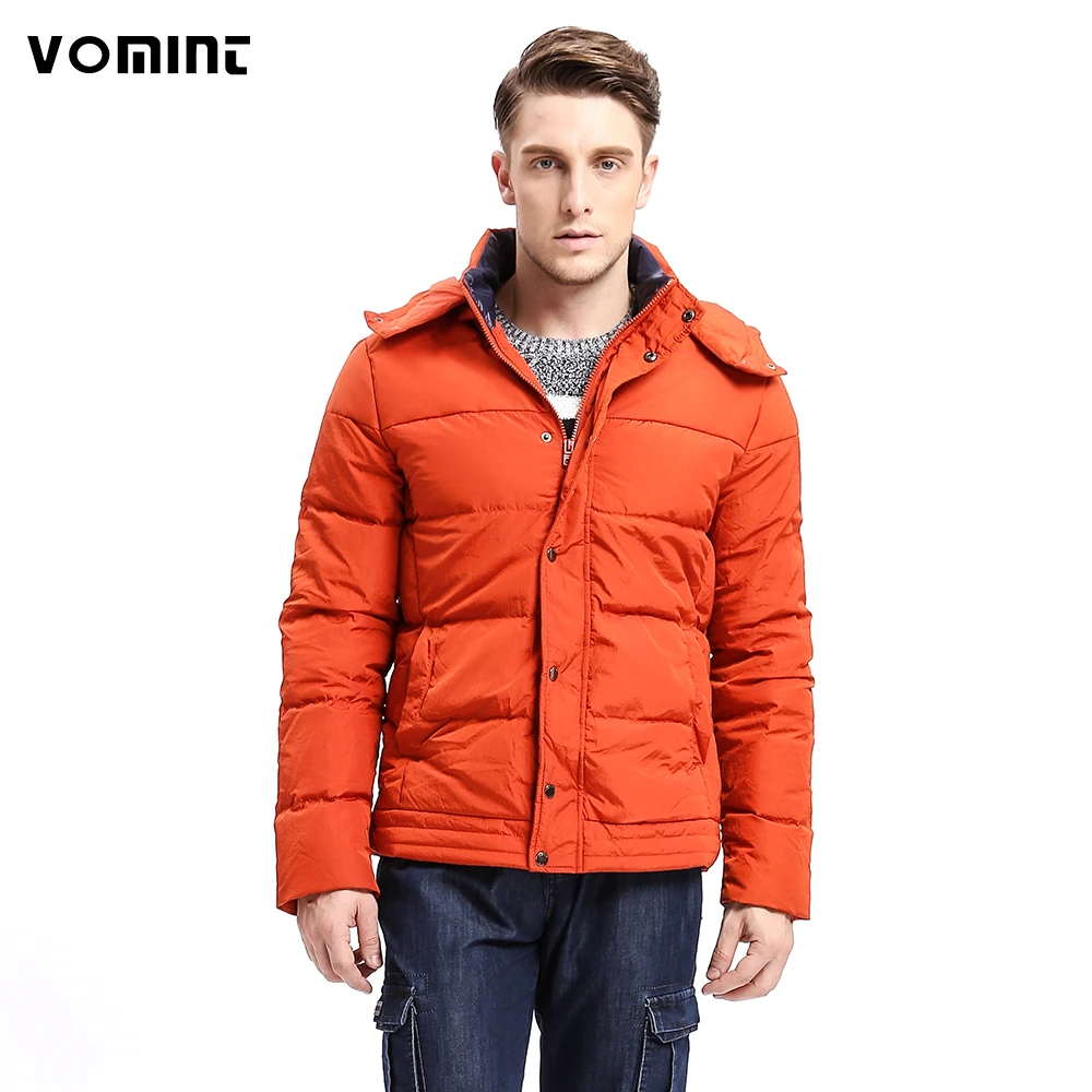 

Vomint 2019 Fashion New Men Down Coat Hoodie Jacket 80% Down Warm Solid Color Fashion Down Multi Pockets F6WI9333
