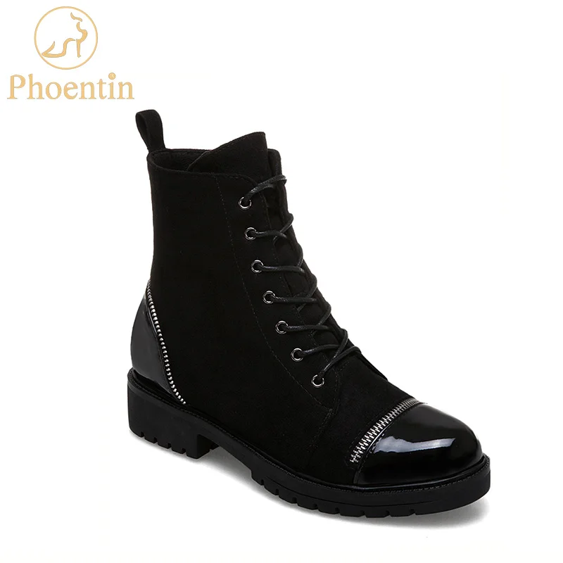 

dr martens boots 2018 NEW lace up cross tied martens women patent leather flock patchwork black platform shoes PHOENTIN PH102