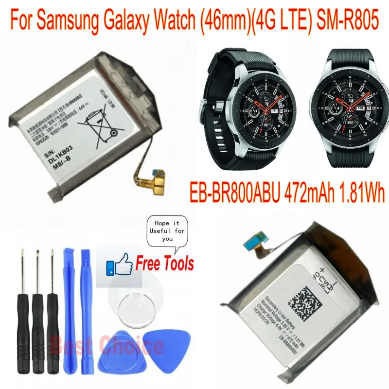 

EB-BR800ABU 472mAh 1.81Wh Genuine Battery for Samsung Galaxy Watch (46mm)(4G LTE) SM-R805 Smartwatch + Free Tools