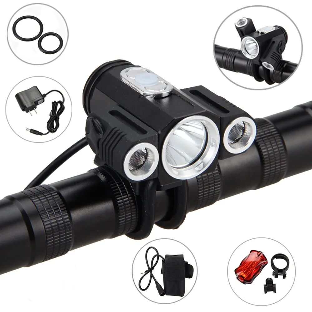 Flash Deal 10000LM 3x XM-L T6 LED front Light Bicycle Bike Lamp Cycling Sports Headlight Light +6400mAh Battery+Rear Light+Charger 4