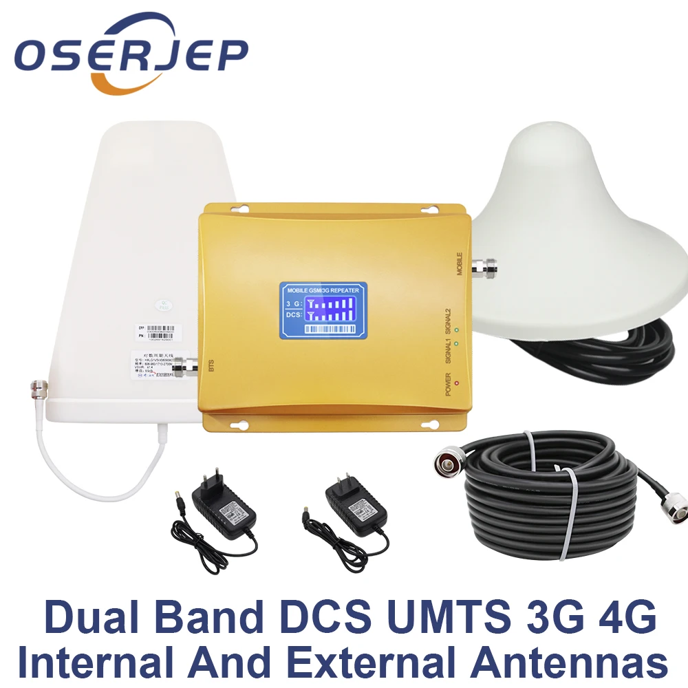 Усилитель сотовой связи UMTS 3G 2100 4G 1800 МГц с ЖК дисплеем двухдиапазонный репитер GSM