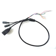 CCTV camera cable with Rest button DC 12V plug 5.5*2.1MM for power input RJ45 Ethernet for Wifi IP network Camera connection
