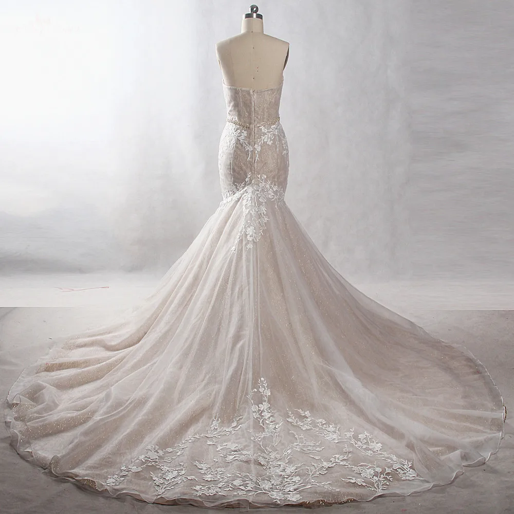 RSW1385 Yiaibridal длинный шлейф возлюбленный вырез блестит цветной золотой и слоновой кости свадебное платье Русалка