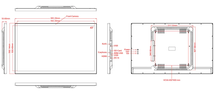 43 inch Android all in one pc product chart 3288