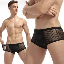 

Breathable Mesh Boxers 2017 New Summer Sexy Transparent Underwear Slip Homme Pouch U Convex Men Lingerie Boxers Silk Mens Shorts