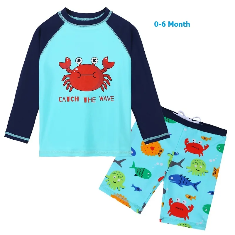 S299 crab 0-6 Month BAOHULU UPF50+ Детские купальники детский купальник с динозавром из мультфильма купальный костюм из двух предметов для мальчиков купальники для малышей - Цвет: S299 crab 0-6 Month