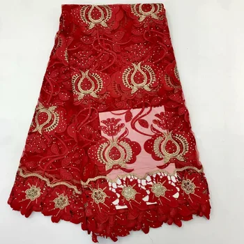 

2019 High Quality stone cord African Net Swiss French Voile Guipure tulle mesh Lace Fabric For dress 5yard/lot RL030602