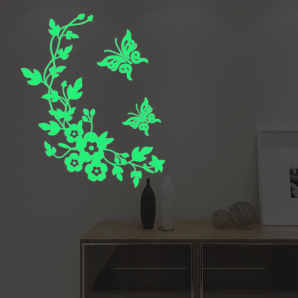 Fluorescent Butterfly Stickers Glow In The Dark Stickers Cartoon Luminous Wall Decal Children's Bedroom Ceiling Decoration