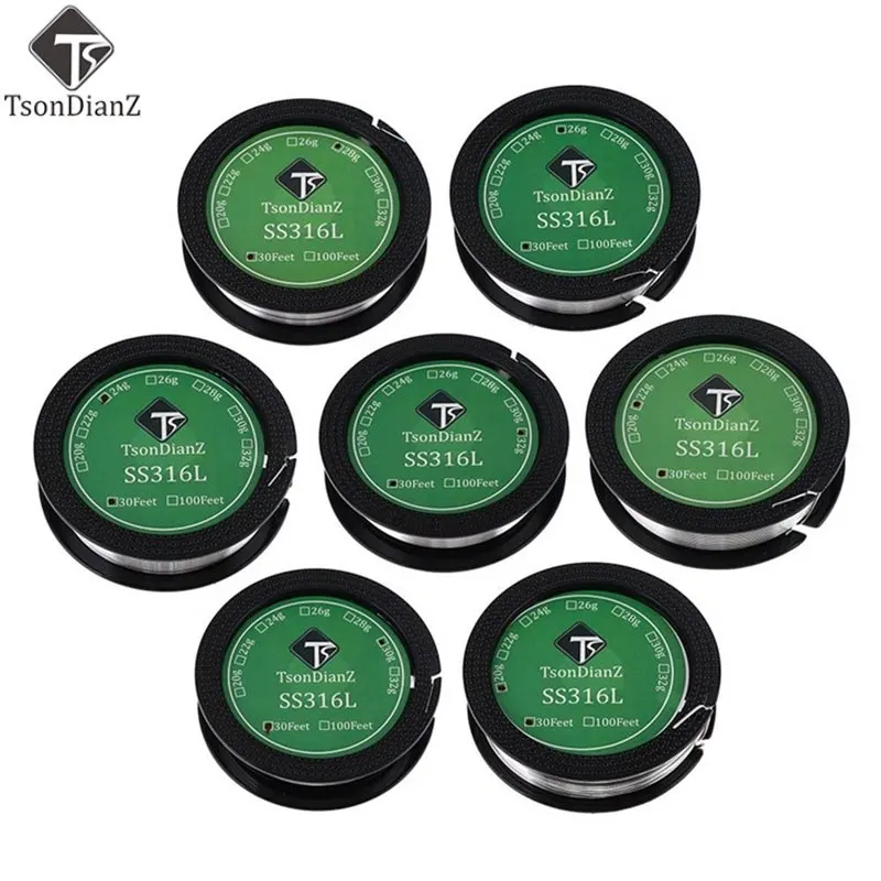 

New 10m/roll TsonDianZ SS316L Wire 32ga 30ga 28ga 26ga 24ga 22ga 20ga Heating Wire Huge Cloud Pure Flavor Resistance Coil Wire