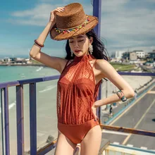 Купальник может быть один кусок одежда для купания купальные костюмы сдельные бикини купальный костюм для женщин леди точки бантом Dewy назад сексуальный бикини