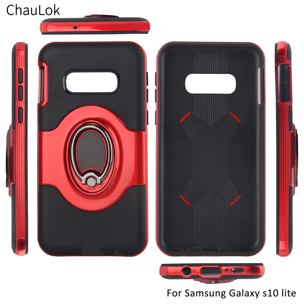 ChauLok Phone Cases for Samsung Galaxy S10e lite Case Ring Bracket Armor For S10 3 in 1 Plus |