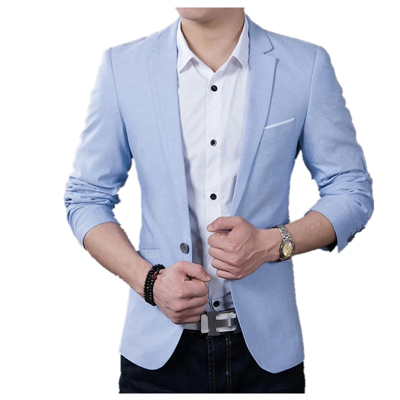 Бренд BOLUBAO, мужской модный Блейзер, костюм, осень-весна, мужской деловой однотонный Блейзер, пиджак, мужские блейзеры, Топ - Цвет: Light blue