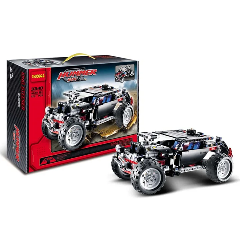 Goedkoop DECOOL 3340 (470 stks) transport Hummer SUV Racing Auto 3D Bouw Monteren Model Bouwstenen Kinderen Leren Speelgoed Gift