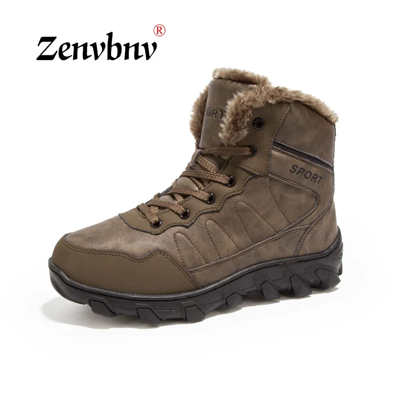 

ZENVBNV Plus Size 46 Winter Snow Boots Men Sneakers Keep Warm Fur Winter Boots Men Waterproof Non Slip Work Shoe Men Ankle Boots