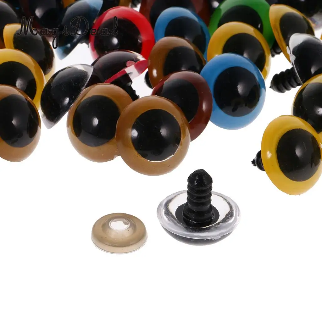 MagiDeal 100Pcs/Pack Mixed Color Plastic Safety Eyes with Washers for Dolls Animal Bear Making DIY Craft Handmade Toy 7Kinds