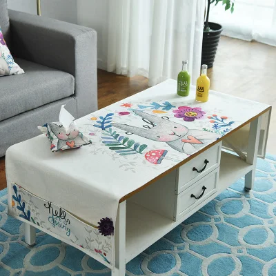New Nordic home art modern minimalist cotton& linen fresh rectangular table cloth living room TV cabinet coffee table FG1124